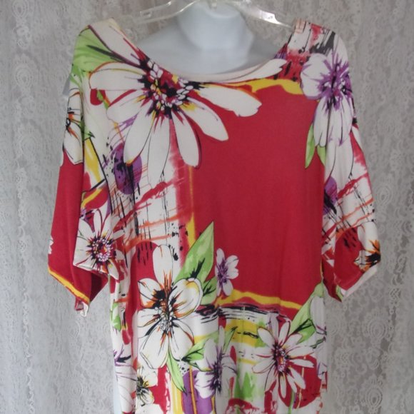 Daisy Floral Knit Sweater White Red Approx.  L/XL - Picture 1 of 4